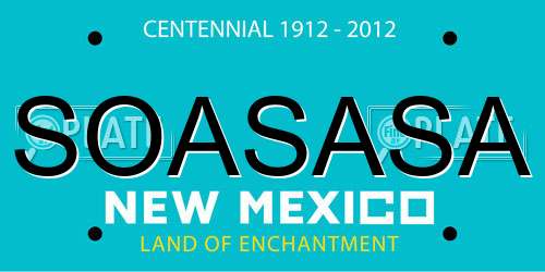 SOASASA New Mexico License Plate