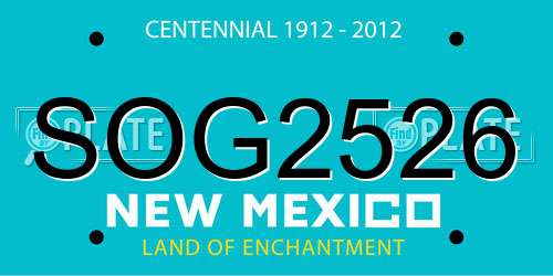 SOG2526 New Mexico License Plate