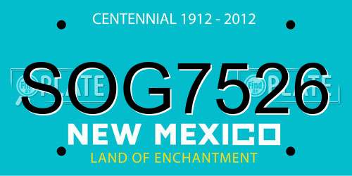 SOG7526 New Mexico License Plate