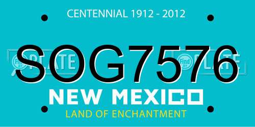 SOG7576 New Mexico License Plate