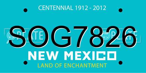 SOG7826 New Mexico License Plate