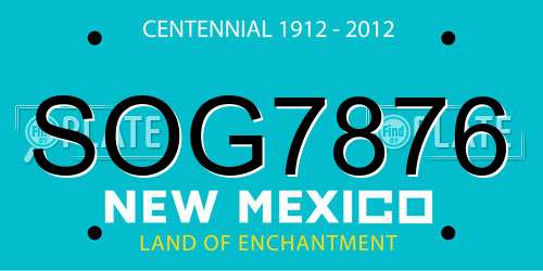 SOG7876 New Mexico License Plate