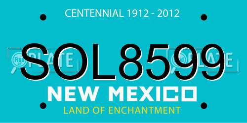 SOL8599 New Mexico License Plate