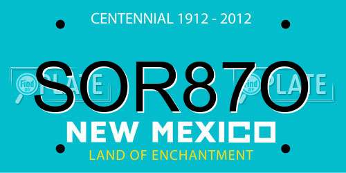 SOR87O New Mexico License Plate