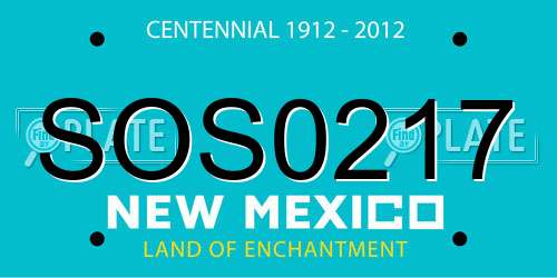 SOS0217 New Mexico License Plate