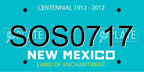 SOS0717 New Mexico License Plate