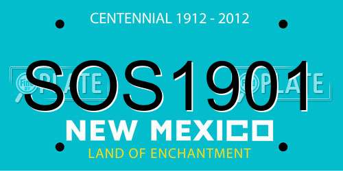 SOS1901 New Mexico License Plate