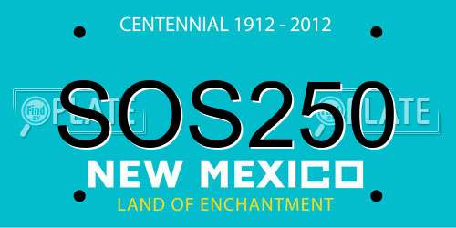SOS250 New Mexico License Plate