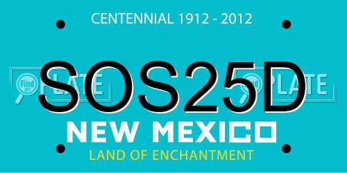 SOS25D New Mexico License Plate