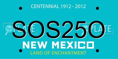 SOS25O New Mexico License Plate