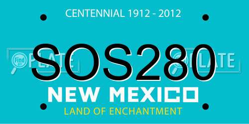 SOS280 New Mexico License Plate