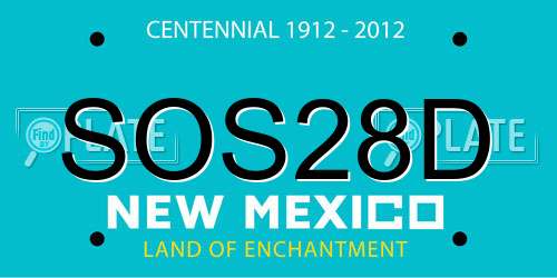 SOS28D New Mexico License Plate