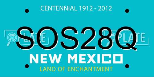 SOS28Q New Mexico License Plate