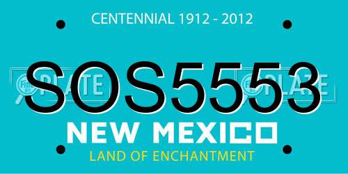 SOS5553 New Mexico License Plate