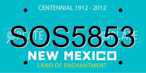 SOS5853 New Mexico License Plate