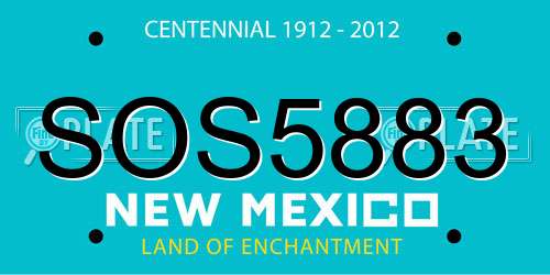 SOS5883 New Mexico License Plate