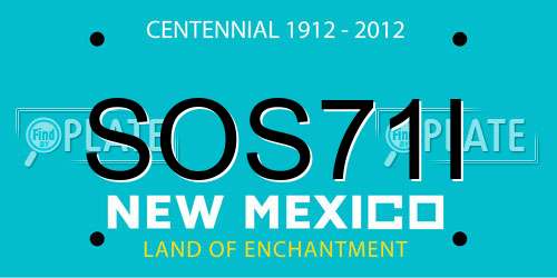 SOS71I New Mexico License Plate