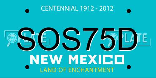 SOS75D New Mexico License Plate
