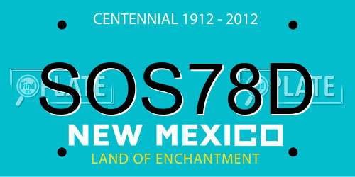 SOS78D New Mexico License Plate