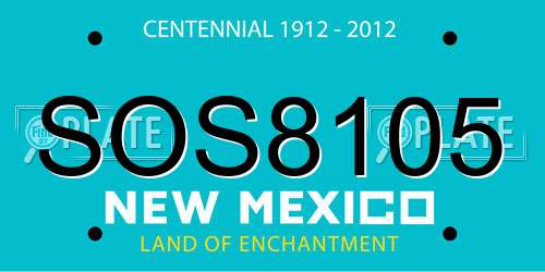SOS8105 New Mexico License Plate