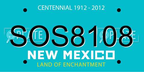SOS8108 New Mexico License Plate