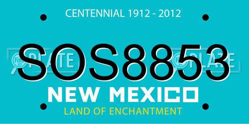 SOS8853 New Mexico License Plate