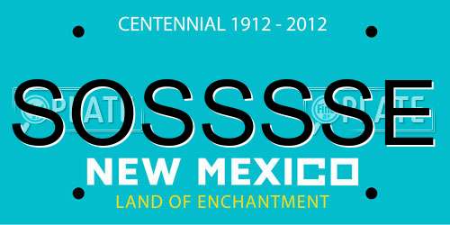 SOSSSSE New Mexico License Plate
