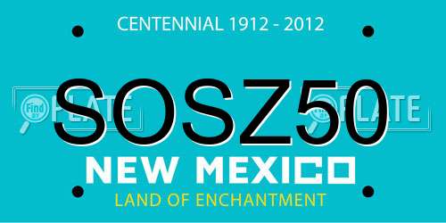 SOSZ50 New Mexico License Plate