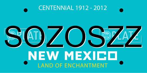 SOZOSZZ New Mexico License Plate