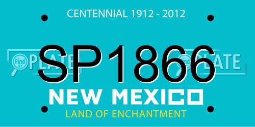 SP1866 New Mexico License Plate
