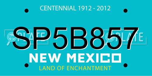 SP5B857 New Mexico License Plate
