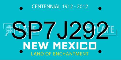 SP7J292 New Mexico License Plate
