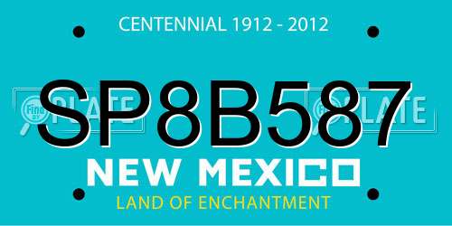 SP8B587 New Mexico License Plate
