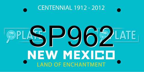 SP962 New Mexico License Plate