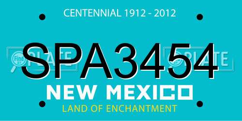 SPA3454 New Mexico License Plate