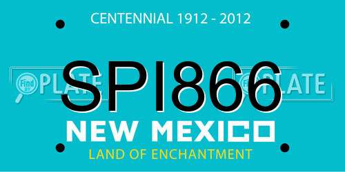 SPI866 New Mexico License Plate