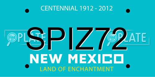 SPIZ72 New Mexico License Plate