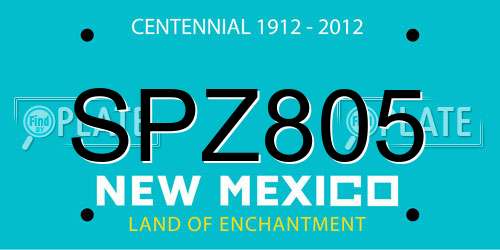 SPZ805 New Mexico License Plate