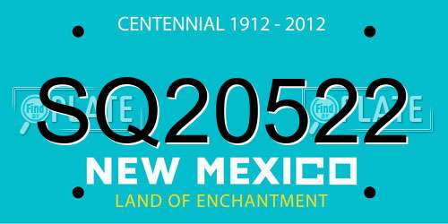 SQ20522 New Mexico License Plate