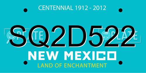 SQ2D522 New Mexico License Plate