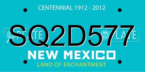 SQ2D577 New Mexico License Plate
