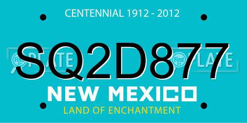 SQ2D877 New Mexico License Plate