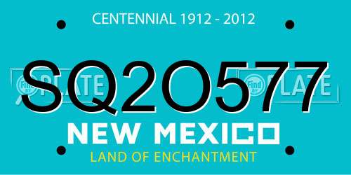 SQ2O577 New Mexico License Plate