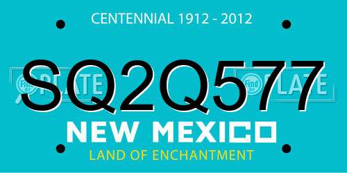 SQ2Q577 New Mexico License Plate