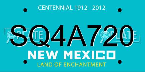 SQ4A720 New Mexico License Plate