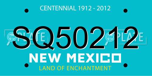 SQ50212 New Mexico License Plate