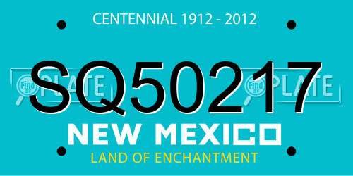 SQ50217 New Mexico License Plate