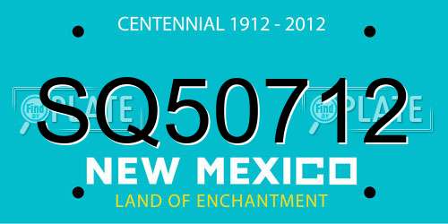 SQ50712 New Mexico License Plate