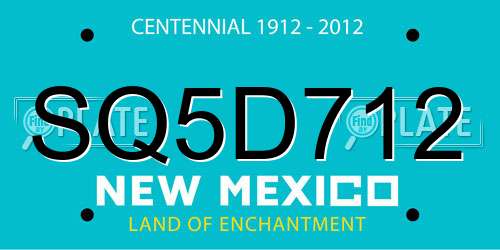 SQ5D712 New Mexico License Plate