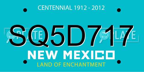 SQ5D717 New Mexico License Plate
